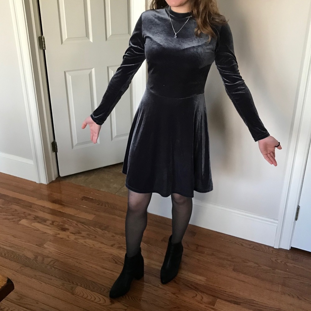 Grey velour dress